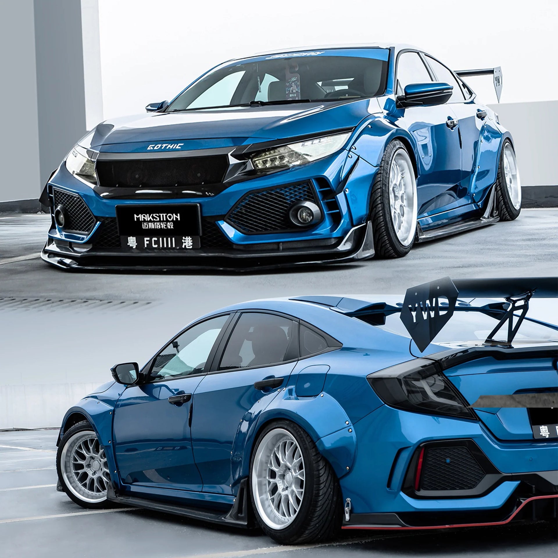WIDE BODY KIT for HONDA CIVIC SEDAN HATCHBACK FC FK 2015 - 2022

Set includes:

Front Lip
Front Bumper Assembly

Hood / Bonnet

Front Fenders
Side Skirts

Rear Fenders
Rear Wing Spoiler

Rear Bumper
Rear Diffuser

Material: Wet Carbon with Fiberglass

NOTE: Professional installation is required. Cutting front fenders and rear quarter panels is required. Dont fit to the Type R.

Why “Contact Us for Pricing”?

We don’t display fixed prices because our goal is to offer you the most competitive deal possible. P