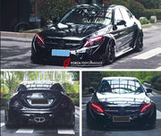 WIDE BODY KIT for MERCEDES BENZ C-CLASS W205 2014 - 2021

Set Include:

Front Bumper
Fenders
Side Skirts
Rear Spoiler
Rear Bumper
Exhaust tips (stainless steel)
Material: CFRP

Note: Professional installation is required.