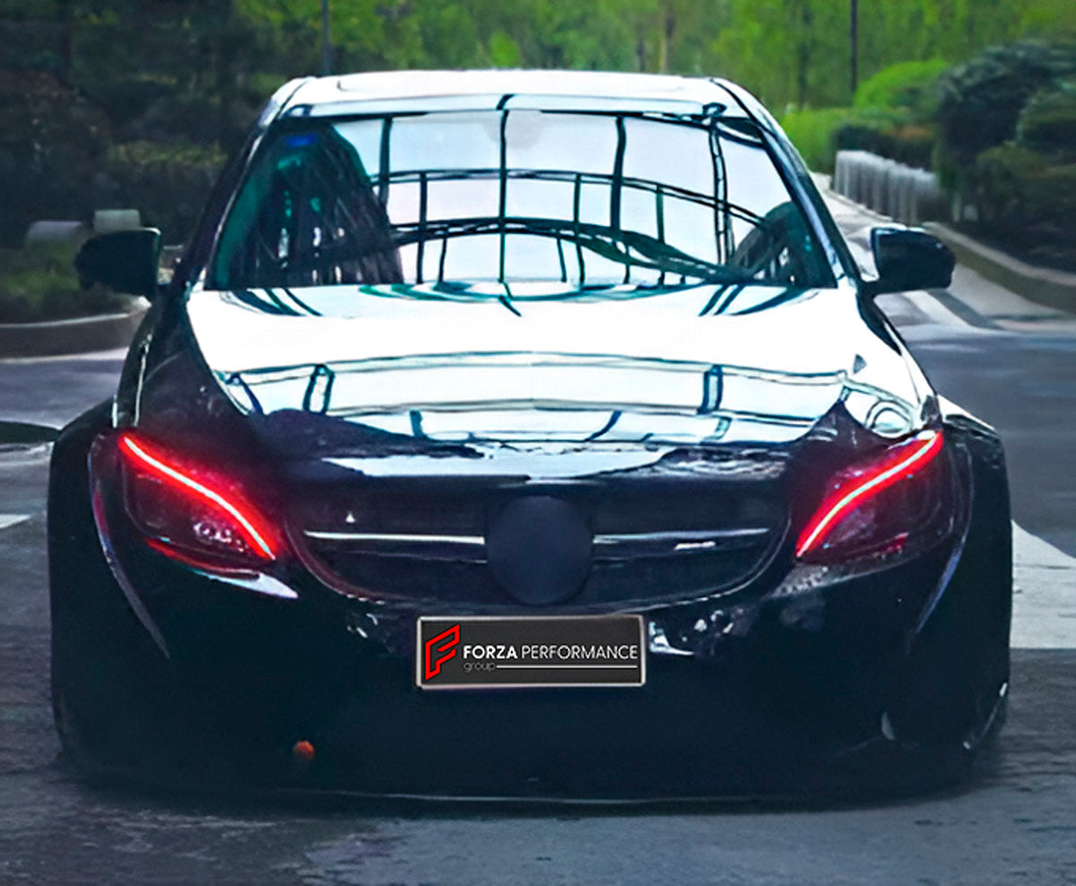 WIDE BODY KIT for MERCEDES BENZ C-CLASS W205 2014 - 2021

Set Include:

Front Bumper
Fenders
Side Skirts
Rear Spoiler
Rear Bumper
Exhaust tips (stainless steel)
Material: CFRP

Note: Professional installation is required.