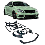 WIDE BODY KIT for MERCEDES BENZ C CLASS W204 C63 2 DOOR 4 DOOR 2007 - 2014
Set includes:

Front Bumper
Front Lip
Front Canards
Fender Flares (Front and Rear)
Side Skirts
Rear Diffuser
Material: FRP and Carbon

NOTE: Professional installation is required.