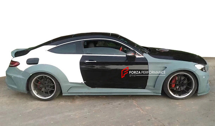 WIDE BODY KIT for MERCEDES BENZ C CLASS W205 C63 2015 - 2021

Set includes:

Front Bumper
Front Lip
Side Skirts
Fender Flares
Rear Bumper
Rear Spoiler

Material: Carbon Fiber

Note: Only fits the original C63. Professional installation is required