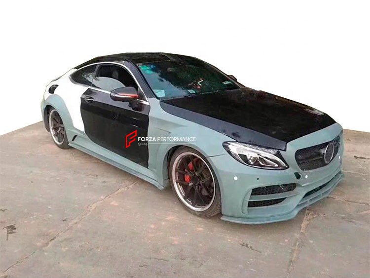 WIDE BODY KIT for MERCEDES BENZ C CLASS W205 C63 2015 - 2021

Set includes:

Front Bumper
Front Lip
Side Skirts
Fender Flares
Rear Bumper
Rear Spoiler

Material: Carbon Fiber

Note: Only fits the original C63. Professional installation is required