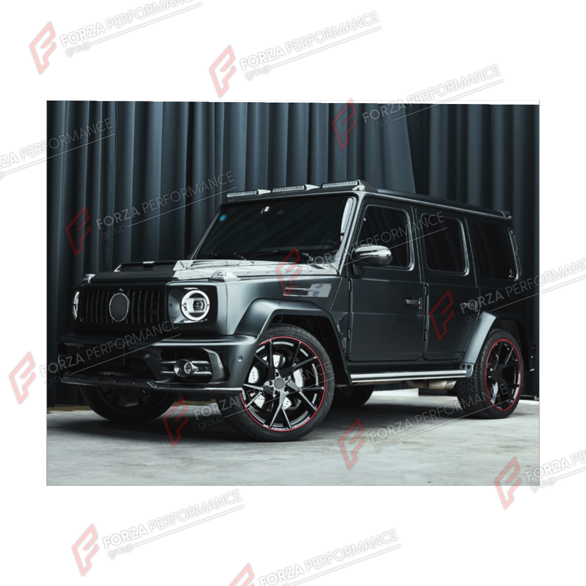 WIDE BODY KIT for MERCEDES-BENZ G-CLASS W464 2019 - 2024 FORZA PERFORMANCE custom fit M Style
Set includes:

Front Lip
Front Bumper Assembly
License Plate
Hood Bonnet
Front Fender Flares
Doors
Rear Fender Flares
Rear Bumper Assembly
Material: Plastic

NOTE: Professional installation is required.