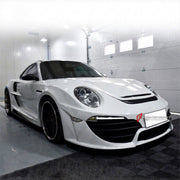 WIDE BODY KIT for PORSCHE 911 997.1 2004 - 2010 FORZA PERFORMANCE custom fit GT3 RS Style
Set includes:

Front Lip
Hood Bonnet
Front Fenders
Rear Spoiler Wing
Rear Diffuser
Material: Plastic

NOTE: Professional installation is required.