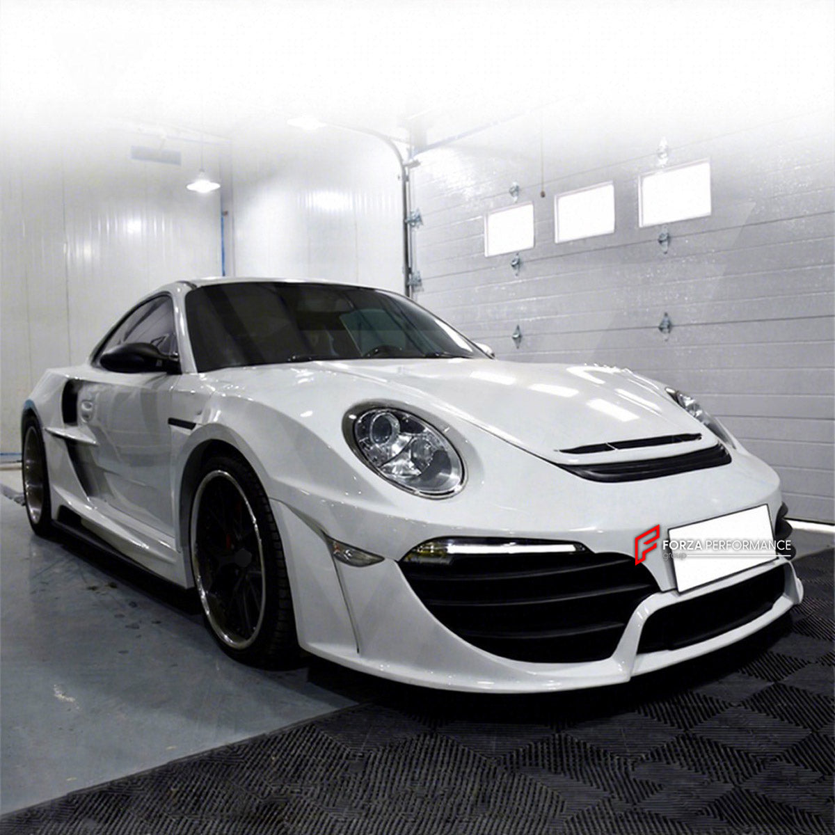 WIDE BODY KIT for PORSCHE 911 997.1 2004 - 2010 FORZA PERFORMANCE custom fit GT3 RS Style
Set includes:

Front Lip
Hood Bonnet
Front Fenders
Rear Spoiler Wing
Rear Diffuser
Material: Plastic

NOTE: Professional installation is required.