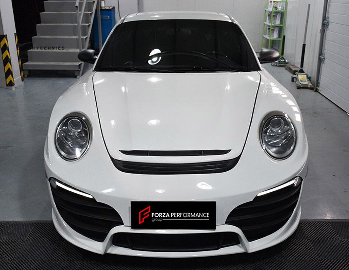 WIDE BODY KIT for PORSCHE 911 997.1 2004 - 2010 FORZA PERFORMANCE custom fit GT3 RS Style
Set includes:

Front Lip
Hood Bonnet
Front Fenders
Rear Spoiler Wing
Rear Diffuser
Material: Plastic

NOTE: Professional installation is required.