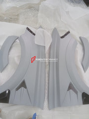 WIDE DRY CARBON BODY KIT FOR AUDI Q8 | RSQ8 4M 2019+ Set includes:  Front Bumper Assembly Front Bumper Canards Hood/Bonnet Front Fenders Fender Flares Side Skirts Rear Roof Spoiler Trunk Wing Spoiler Exhaust system Rear Bumper Rear Diffuser