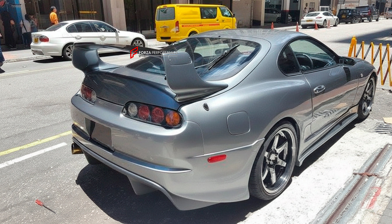 BODY KIT for TOYOTA SUPRA IV A80 1993 - 2002
Set includes:

Front Bumper
Side Skirts
Rear Aprons
Material: FRP

NOTE: Professional installation is required