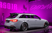 BKSS Style Carbon Fiber Body Kit For Audi RS4 B9 2017-2019  Set include:   Front Bumper Canards Front Lip Side Skirts Rear Diffuser With LED Light Front Bumper Trim Lip Rear Decklid Spoiler Roof Spoiler (2 types) Material: Carbon Fiber / Forged Carbon  NOTE: Professional installation is required 