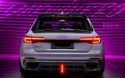 BKSS Style Carbon Fiber Body Kit For Audi RS4 B9 2017-2019  Set include:   Front Bumper Canards Front Lip Side Skirts Rear Diffuser With LED Light Front Bumper Trim Lip Rear Decklid Spoiler Roof Spoiler (2 types) Material: Carbon Fiber / Forged Carbon  NOTE: Professional installation is required 