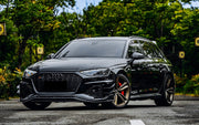BKSS Style Carbon Fiber Front Lip For Audi RS4 B9 2019+  Set include:   Front Lip Material: Carbon Fiber / Forged Carbon / Dry Carbon  NOTE: Professional installation is required 