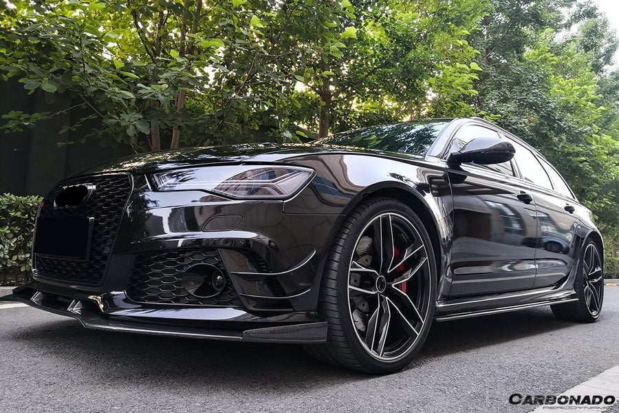 CARBONADO CF8362BS.CA CF8362BS.CRD 2013-2018 Audi RS6 Avant BS Style Carbon Fiber Front Bumper Canards Carbonado 2013-2018 Audi RS6 Avant BS Style Carbon Fiber Front Bumper Canards