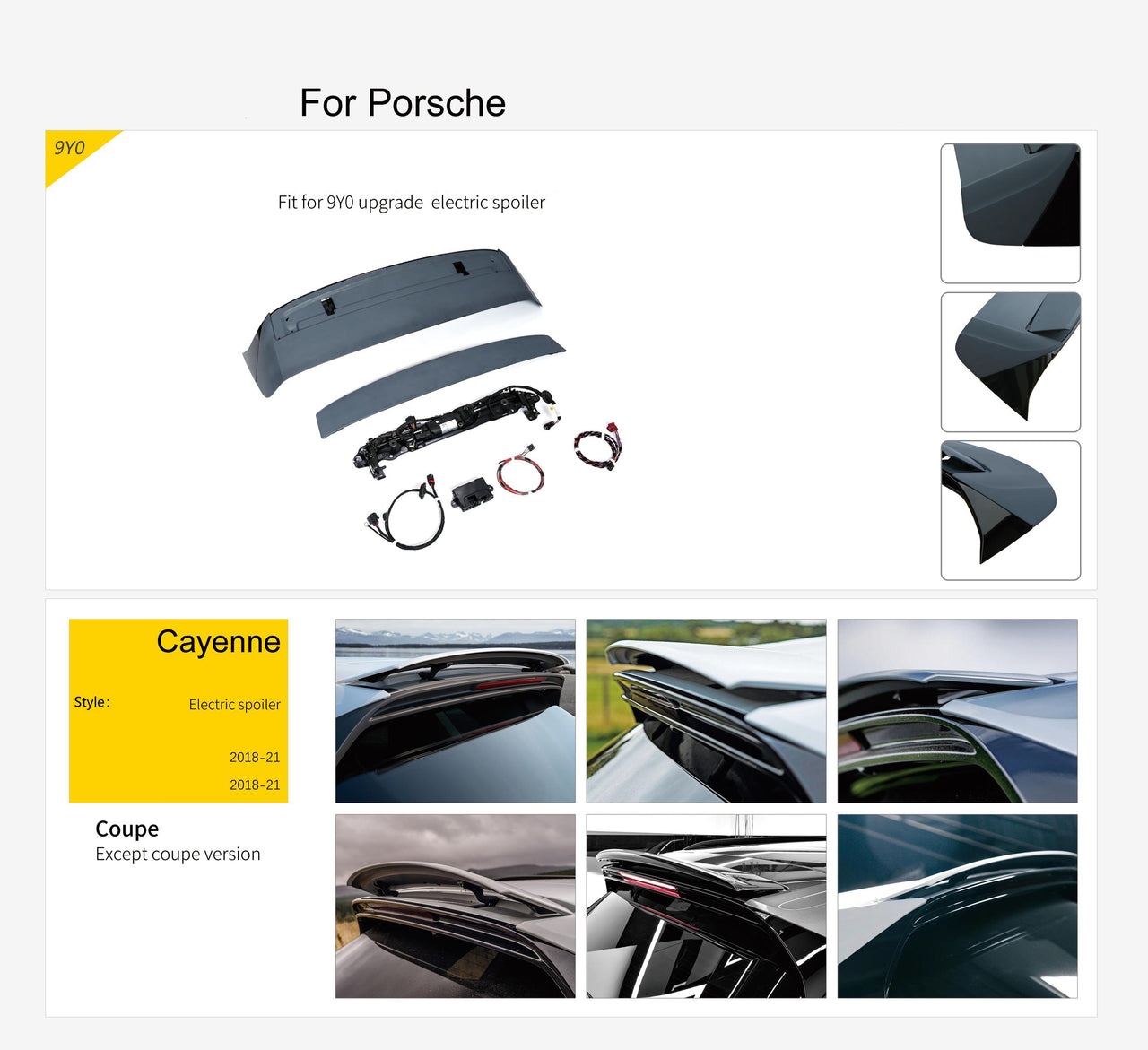 Porsche Cayenne Fit for 9YA upgrade Electric Spoiler