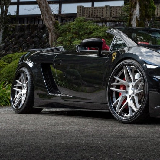 We manufacture premium quality forged wheels rims for  Lamborghini Gallardo 570-4 ( Gallardo 560-4 Spyder, Gallardo LP570-4 Super Trofeo ) in any design, size, color.  Factory wheels size:  Front Wheels: 19 x 8.5 ET 42 Rear Wheels: 19 x 11  ET 55 Or can be produced in aggressive wheel fitments.  Recommend use factory tire size 235/35ZR19 front tires and 295/30ZR19 rear tires. LIBERTY WALK LB MANSORY TOP WORK ANKRY