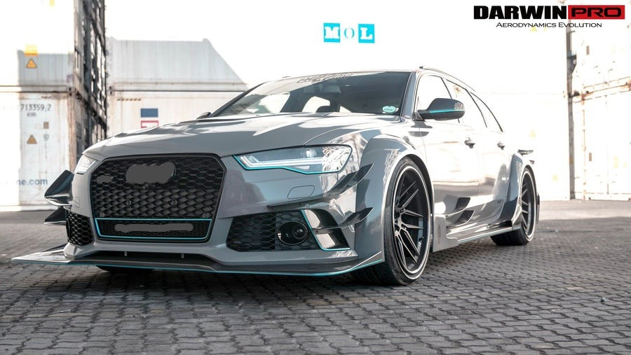 DARWINPRO AERODYNAMICS PCF8363BKSS FULL KIT WITH HOOD 2013-2018 Audi RS6 Avant Bkss Style Wide Body Full Body Kit