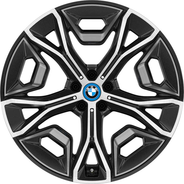 	Genuine BMW Wheels Model:	1021 Diameter:	22" Finish:	Frozen Midnight with Bright Turned Front & Rear Wheels:	9.5Jx22 ET37 (P/N 36115A02659)   Warranty:	2 Year BMW Warranty Caps:	Centre caps not included. Choose from the accessories section below Fits:	BMW iX I20 Sports Activity Vehicle See other compatible vehicles Delivery:	Available for delivery (Worldwide)