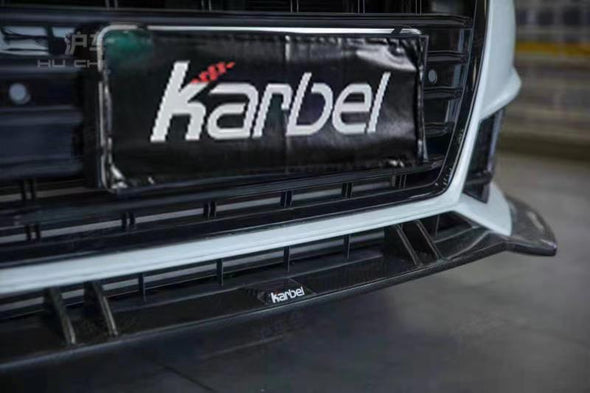KARBEL CARBON DRY CARBON FIBER FRONT LIP VER.2 FOR AUDI S4 & A4 S LINE 2017 - 2018 B9