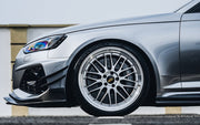 BKSS Style Carbon Fiber Front Bumper Canards For Audi RS4 B9 2019+  Set include:   Canards Material: Carbon Fiber / Forged Carbon / Dry Carbon  NOTE: Professional installation is required 