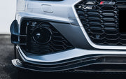 BKSS Style Carbon Fiber Front Bumper Canards For Audi RS4 B9 2019+  Set include:   Canards Material: Carbon Fiber / Forged Carbon / Dry Carbon  NOTE: Professional installation is required 