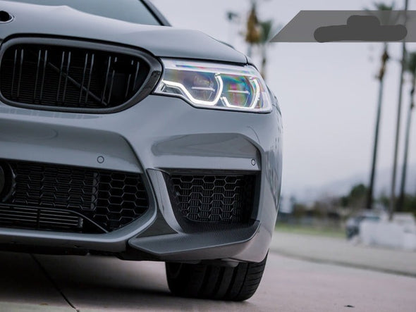 MP Style Dry Carbon Front Bumper Corner For BMW M5 F90 2017-2020  Set Include:  Front Bumper Corner Material: Dry Carbon  NOTE: Professional installation is required.