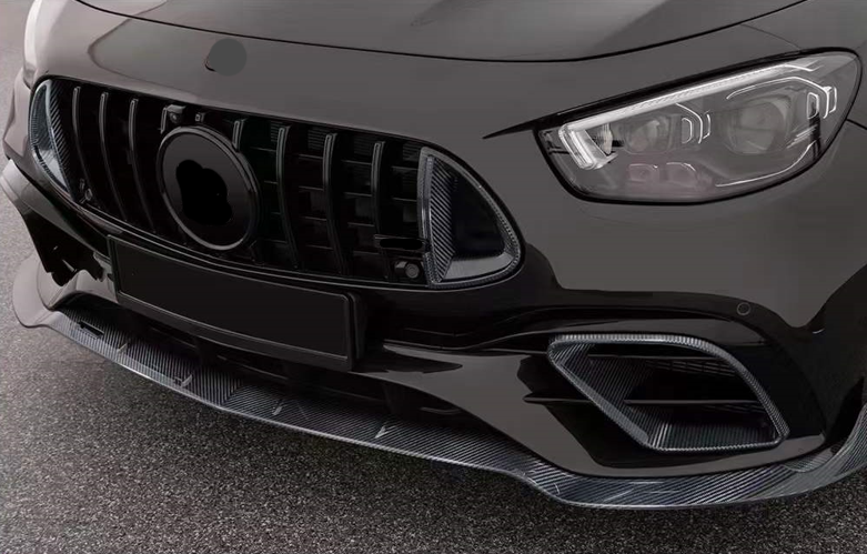 ROCKET 900 Carbon Body Kit For Mercedes Benz E Class E63 AMG W213 2020+  Set include:   Front Lip Front Bumper Air Vents Mirror Covers Engine Cover Exhasut Tips Rear Diffuser With LED Light Rear Spoiler/Wing Material: Carbon  NOTE: Professional installation is required