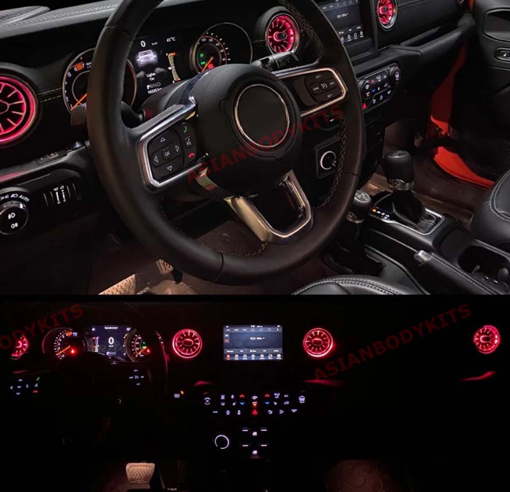 Air vents with ambient light for Jeep Wrangler JL 2018+ 12 Colors