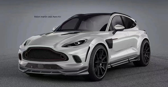 FORZA DRY CARBON BODY AERO KIT for ASTON MARTIN DBX﻿  Set includes:  Front Lip Hood Air Vents Side Fenders Side Skirts Roof Spoiler Rear Bumper Rear Spoiler Rear Diffuser