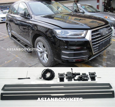 ELECTRIC DEPLOYABLE RUNNING BOARDS for AUDI Q7 4M 2015 - 2019  Set includes:  Side Step Bars Electric Motors with Brackets Fixing Accessories/Wires with the Control Unit