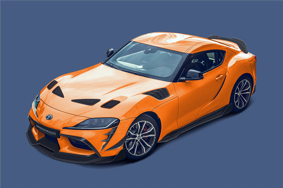 BKSS CARBON BODY KIT FOR TOYOTA SUPRA A90 2019+  Set include:  Front Lip Rear Diffuser Side Skirts Material: Carbon Fiber  Note: Professional installation is required