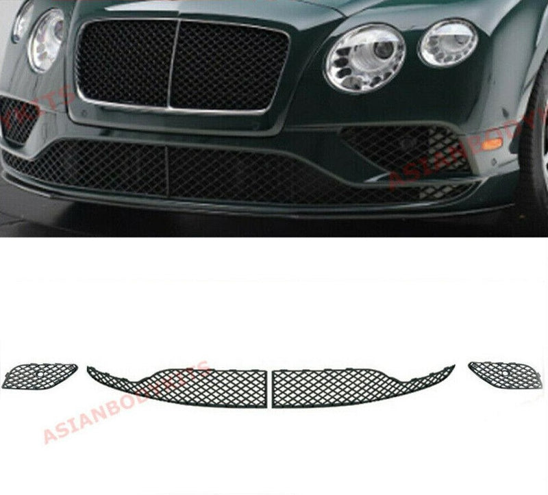 BLACK FRONT BUMPER LOWER MESH GRILLE for BENTLEY CONTINENTAL GT GTC 2016 - 2018