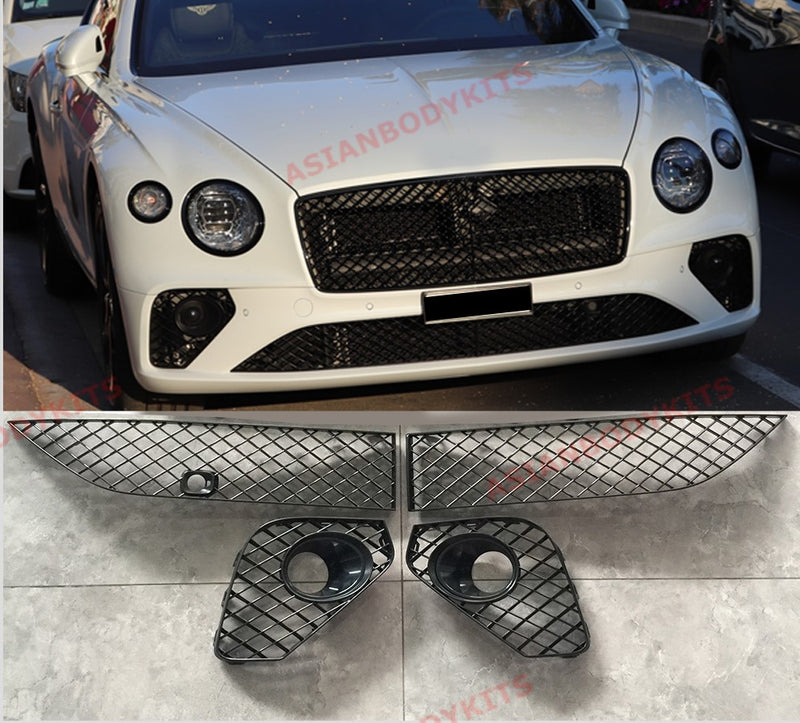 BLACK FRONT BUMPER LOWER MESH GRILLE for BENTLEY CONTINENTAL GT V8 W12 2018+