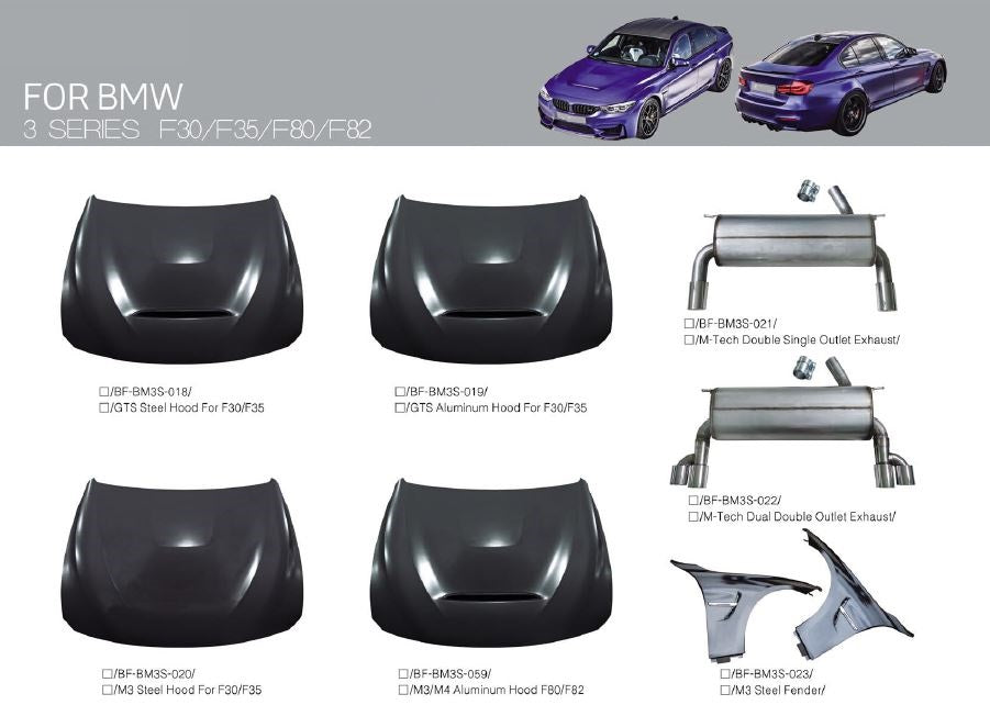    BMW-3-PARTS-FRONT-LIP-REAR-DIFFUSER-SIDE-BUMPER-SKIRT-F30-F35-m-tech-LCI-GT-m-performance