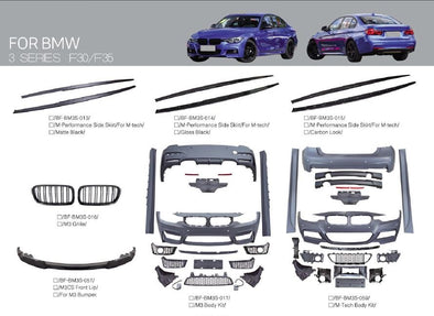     BMW-3-PARTS-FRONT-LIP-REAR-DIFFUSER-SIDE-BUMPER-SKIRT-F30-F35-m-tech-LCI-GT-m-performance