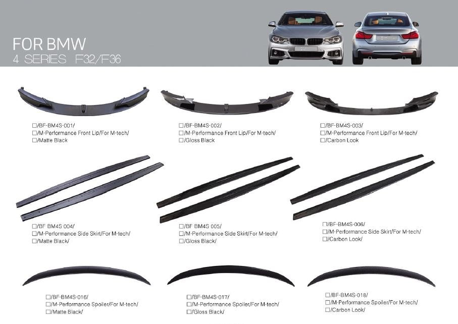    BMW-4-PARTS-FRONT-LIP-REAR-DIFFUSER-SIDE-BUMPER-SKIRT-F32-F36-G28-m-tech-LCI-GT-m-performance