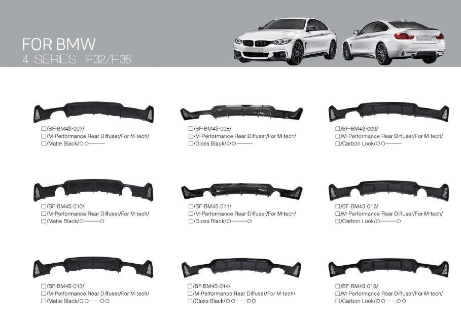    BMW-4-PARTS-FRONT-LIP-REAR-DIFFUSER-SIDE-BUMPER-SKIRT-F32-F36-G28-m-tech-LCI-GT-m-performance