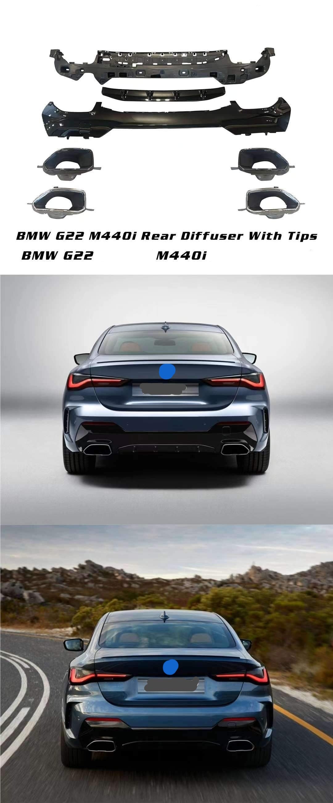 REAR DIFFUSER FOR BMW 4-SERIES G22 M440i 2020+ WITH M-PACKAGE – Forza ...