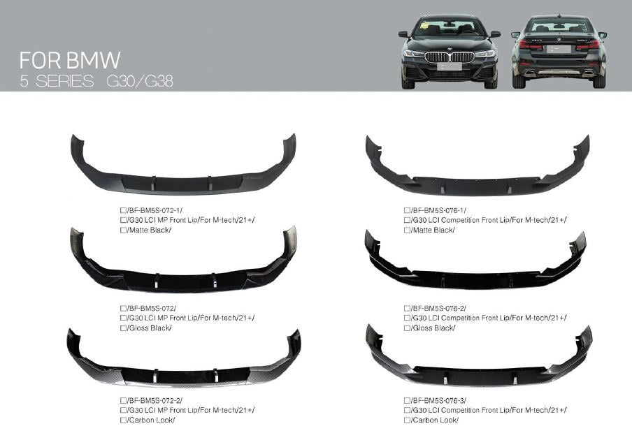 BMW-5-PARTS-FRONT-LIP-REAR-DIFFUSER-SIDE-BUMPER-SKIRT-G30-G38-2020-2021-G28-m-tech-LCI-GT-m-performanc