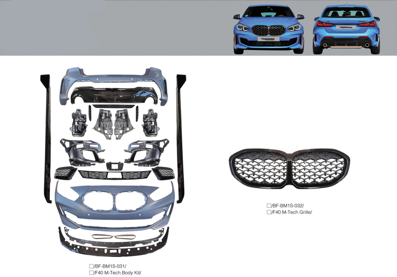 CONVERSION BODY KIT for BMW 1-SERIES F40 2020 to M-TECH  Set includes:  Front Lip Front Bumper Front Grille Side Skirts Rear Bumper Rear Diffuser