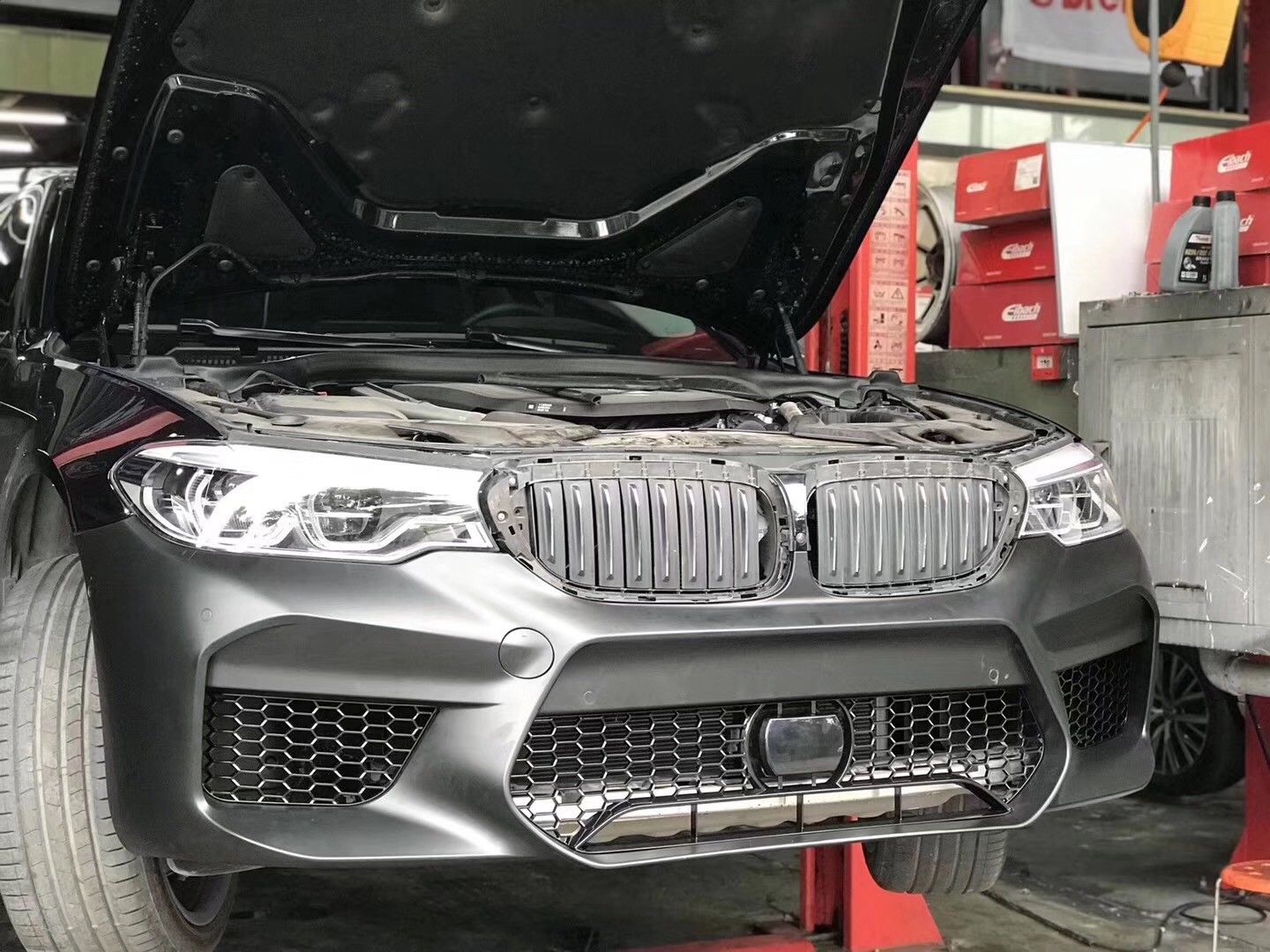 M5 BODY KIT for BMW 5-SERIES G30 FRONT BUMPER REAR DIFFUSER  Set includes: Front Bumper with mesh, fake radar cover and PDC holes Rear Diffuser
