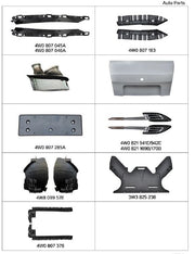 OEM REPLACEMENT PARTS for BENTLEY FLYING SPUR 2013 - 2019    Set includes:  Front Bumper  Rear Bumper Front Hood Center Grille