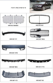 OEM REPLACEMENT PARTS for BENTLEY FLYING SPUR 2013 - 2019    Set includes:  Front Bumper  Rear Bumper Front Hood Center Grille