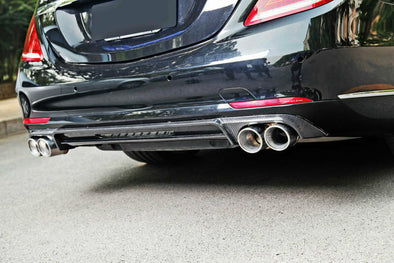 for Benz S-class W222 CARBON REAR DIFFUSER with Exhaust Tips for non amg