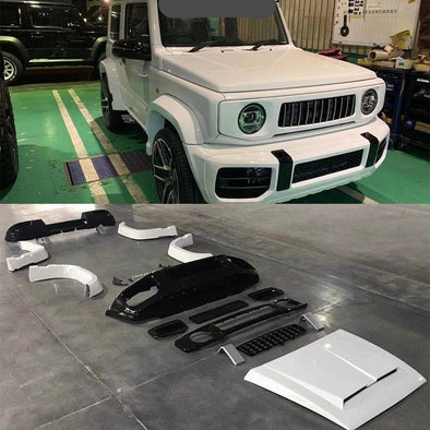 G-CLASS STYLE BODY KIT for SUZUKI JIMNY JB64W JB74W 2018+  Set includes:  Front bumper assembly Front grille Hood scoop Front fender flares Rear fender flares Rear bumper