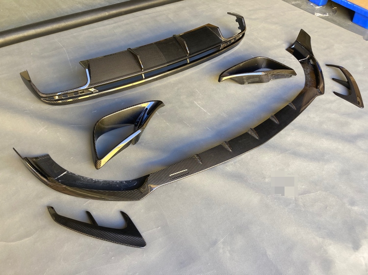 CARBON BODY KIT for MERCEDES BENZ S63 COUPE C217 2018 - 2021  Set includes:  Front Lip Front Bumper Air Vents Rear Bumper Canards Rear Diffuser Rear Wing Spoiler