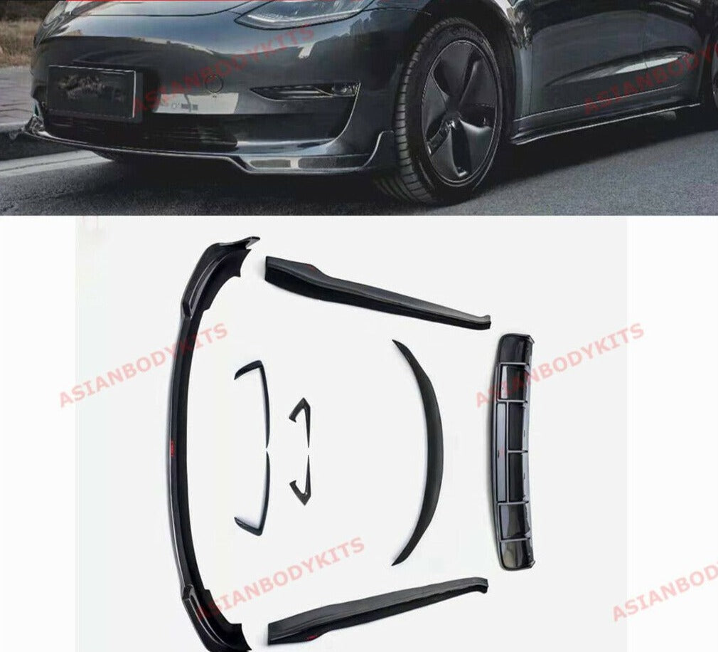 CARBON FIBER BODY KIT for TESLA model 3 2016+ FRONT LIP TRUNK SPOILER