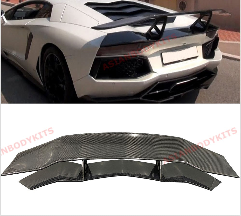 Carbon Fiber Rear Wing Spoiler For Lamborghini Aventador LP700 2011-2015  Set include:  Rear Wing Spoiler Brackets  Base of Spoiler Material: Real Carbon Fiber  NOTE: Professional installation is required