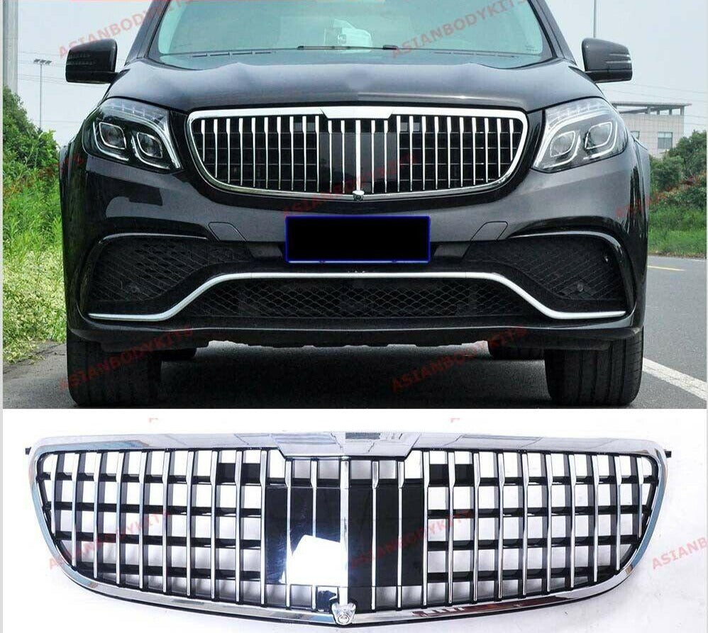 CHROME FRONT GRILLE for MERCEDES BENZ GLS X166 2015 - 2019 MAYBACH STYLE

Set includes:

Grille

Material: Plastic ABS

Color: Gloss Black

Note: Professional installation is required