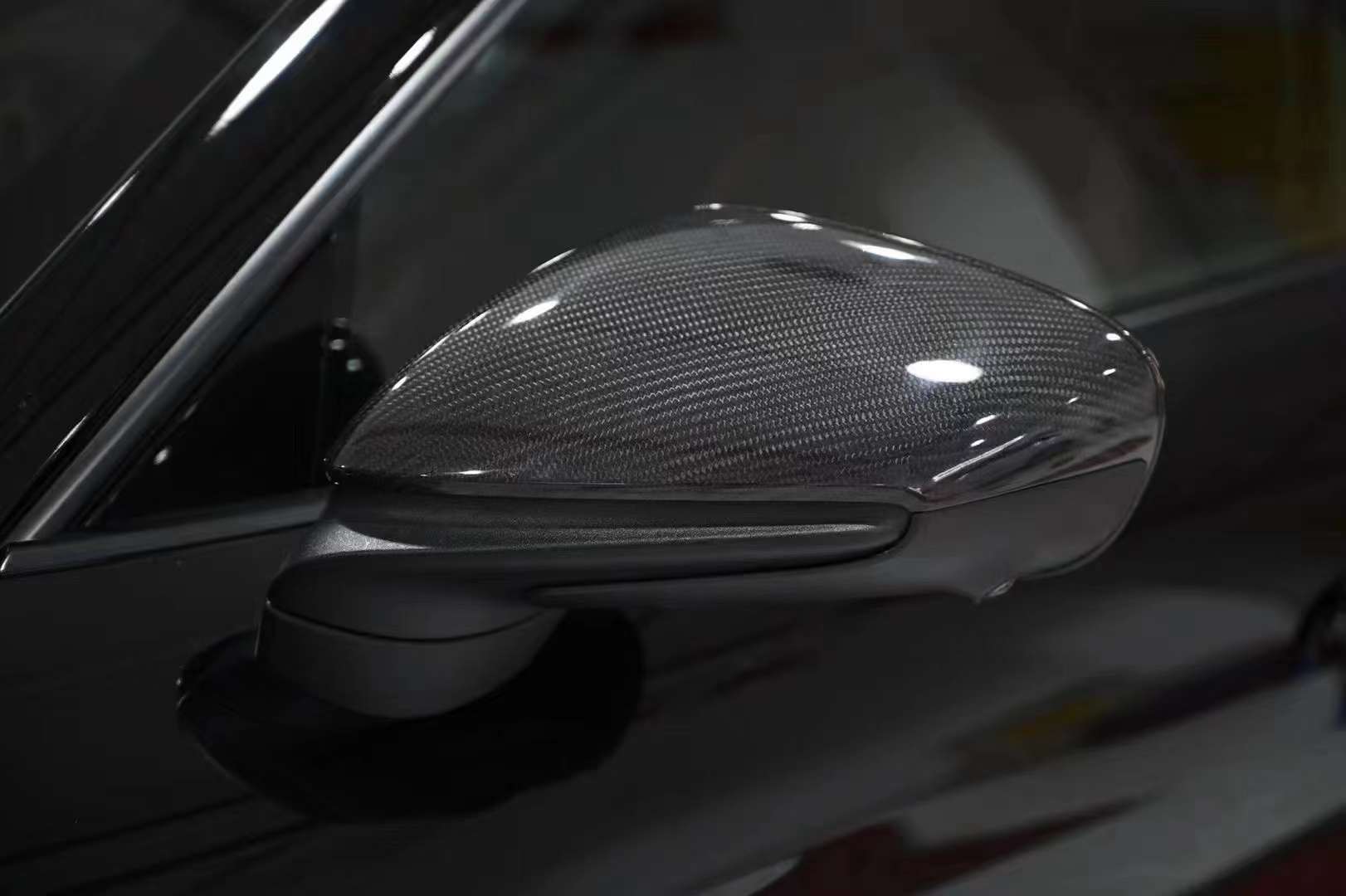 Carbon Fiber Side Mirror Cover for Porsche Taycan  Set include:   Mirror cover Material: Dry carbon fiber  Production time: 14 days