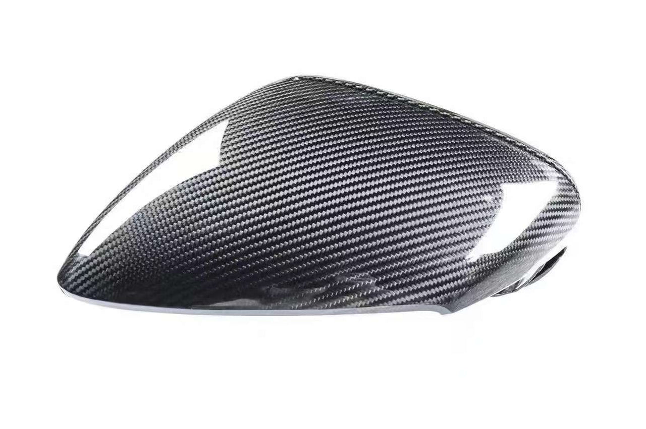 Carbon Fiber Side Mirror Cover for Porsche Taycan  Set include:   Mirror cover Material: Dry carbon fiber  Production time: 14 days
