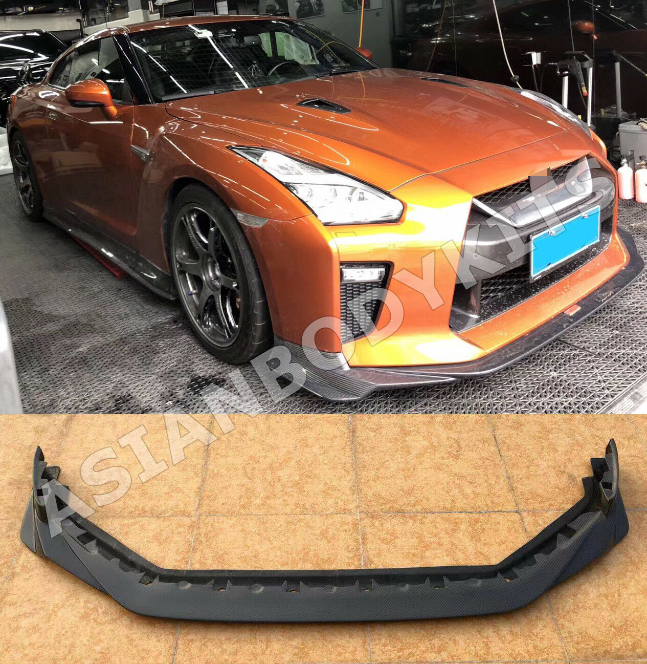 Carbon front lip for Nissan GTR 35 facelift